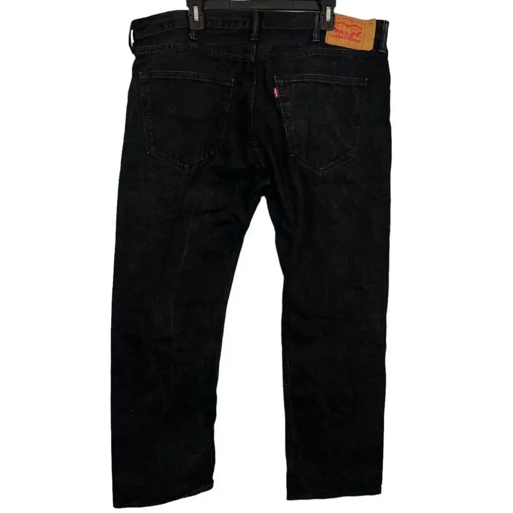 Levis Levi Strauss 501 Mens Black Button Fly Red Tab Straight Leg Jeans 40 x 30
